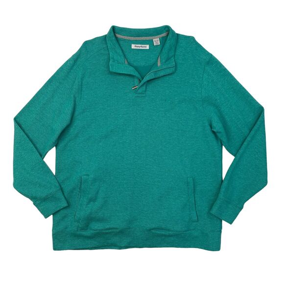 Tommy Bahama Sweater Mens XL Extra Large Cypress Green 1/4 Zip Playa Pina Port - Picture 1 of 12
